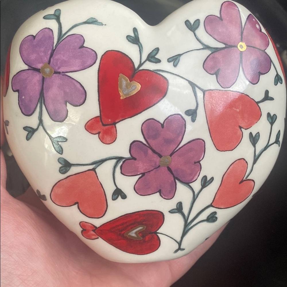 Anthropologie Heart-Shaped Floral Vase